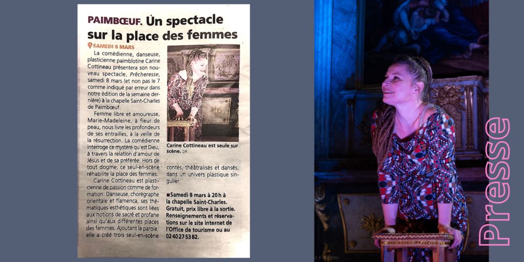 PrÊCHERESSE spectacle sur Marie-Madeleine / Myriam de Mandala / tournée des chapelles